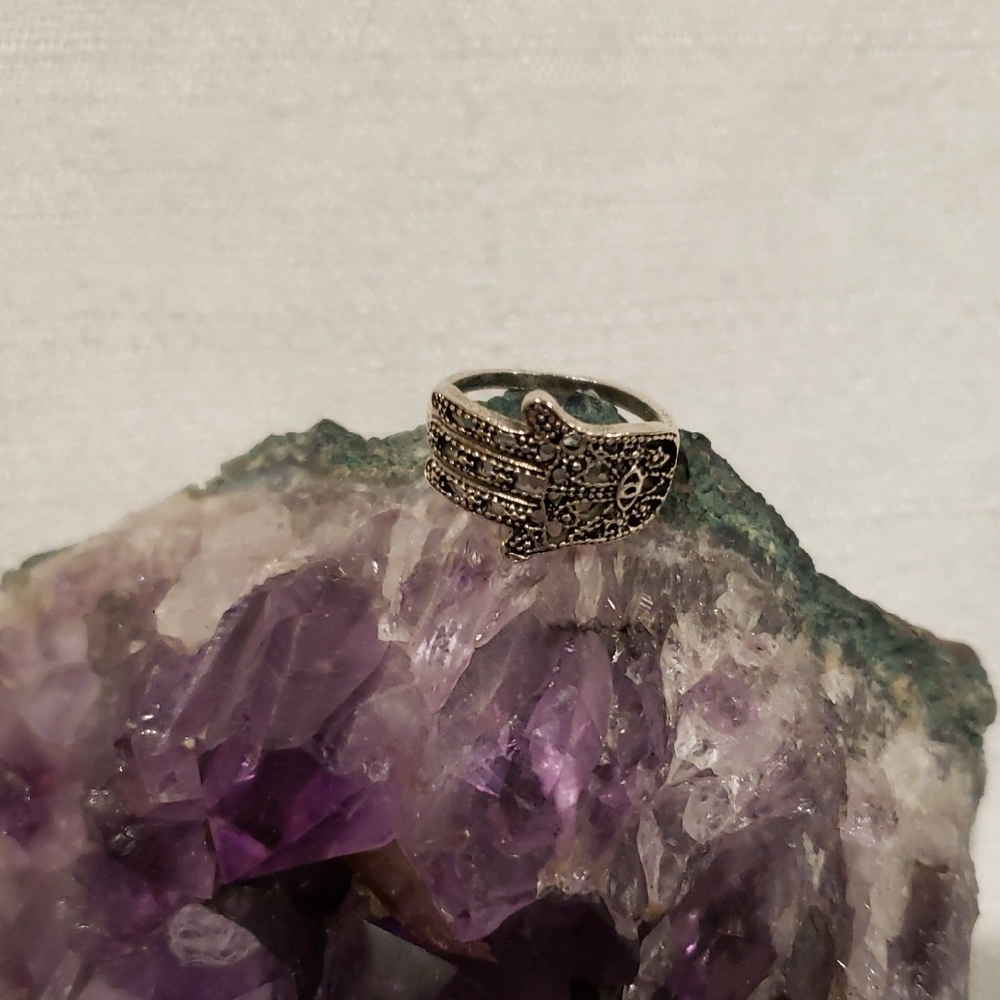 Elegant Silver Ring with Black Accents